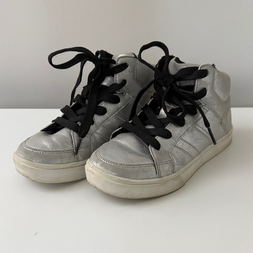 Kids Silver High-Top Sneakers